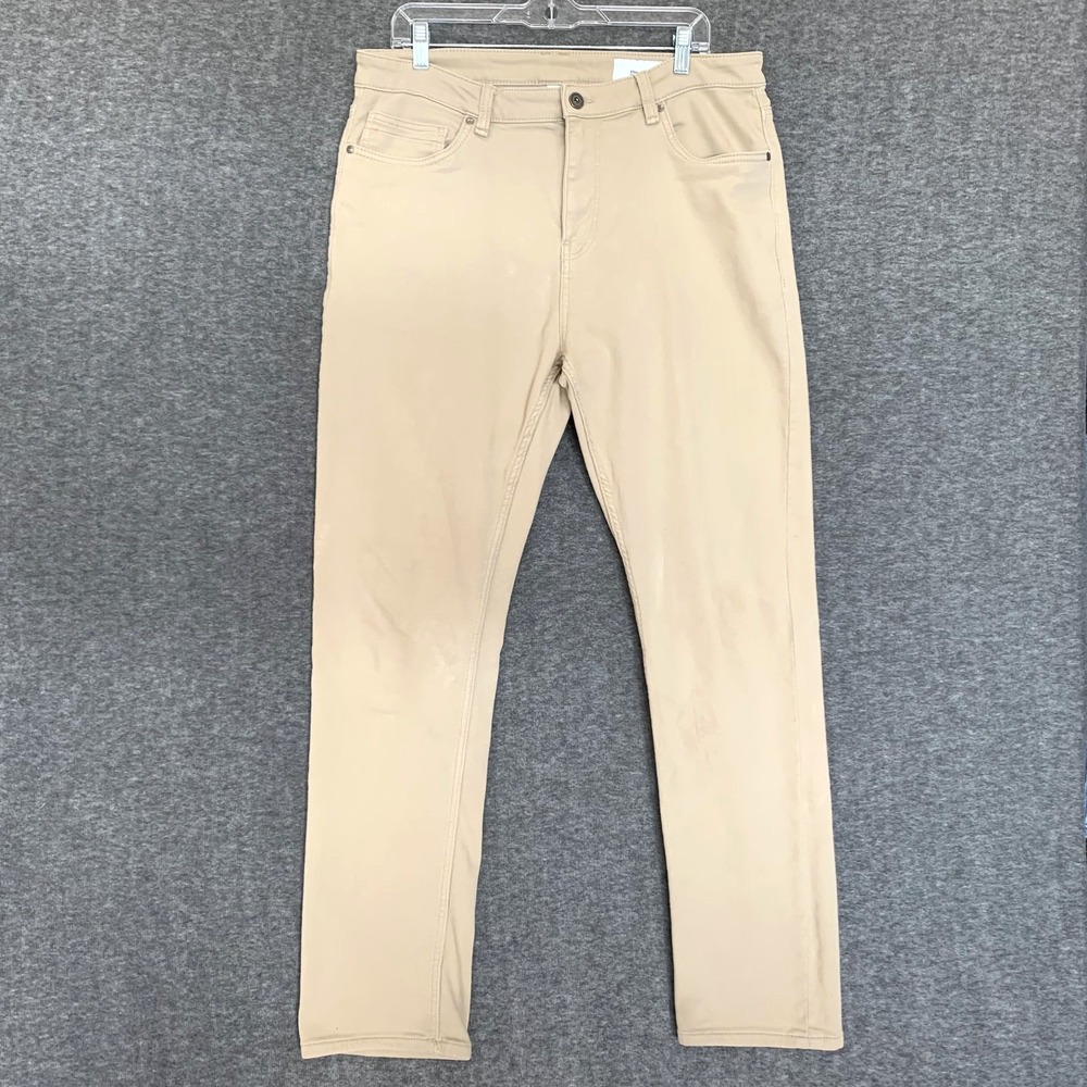 The Perfect Jean NYC Slim Thick Jeans Men's 35x32 Denkhaki‎ Tan Stretch 5 Pocket